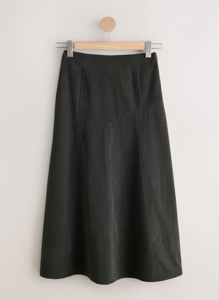 Khaki Green Cord Maxi Skirt