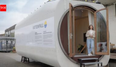 Retired wind turbines are being transformed into tiny solar-powered houses and recycled skis by a Swedish company