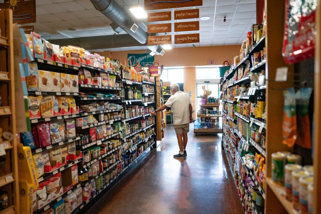 A shopper browses products at a grocery store in Wilmington, North Carolina, on August 8, 2026.