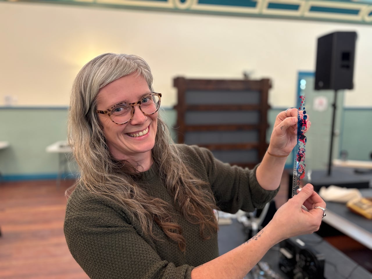 Angela Edmunds showing her work during the Dawson Film Lab 2026