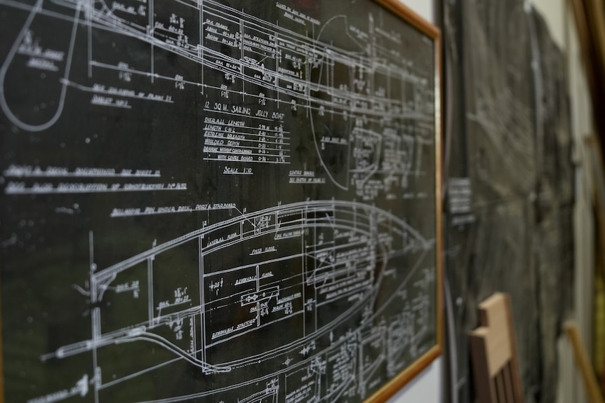 black and while images depict plans to restore a boat