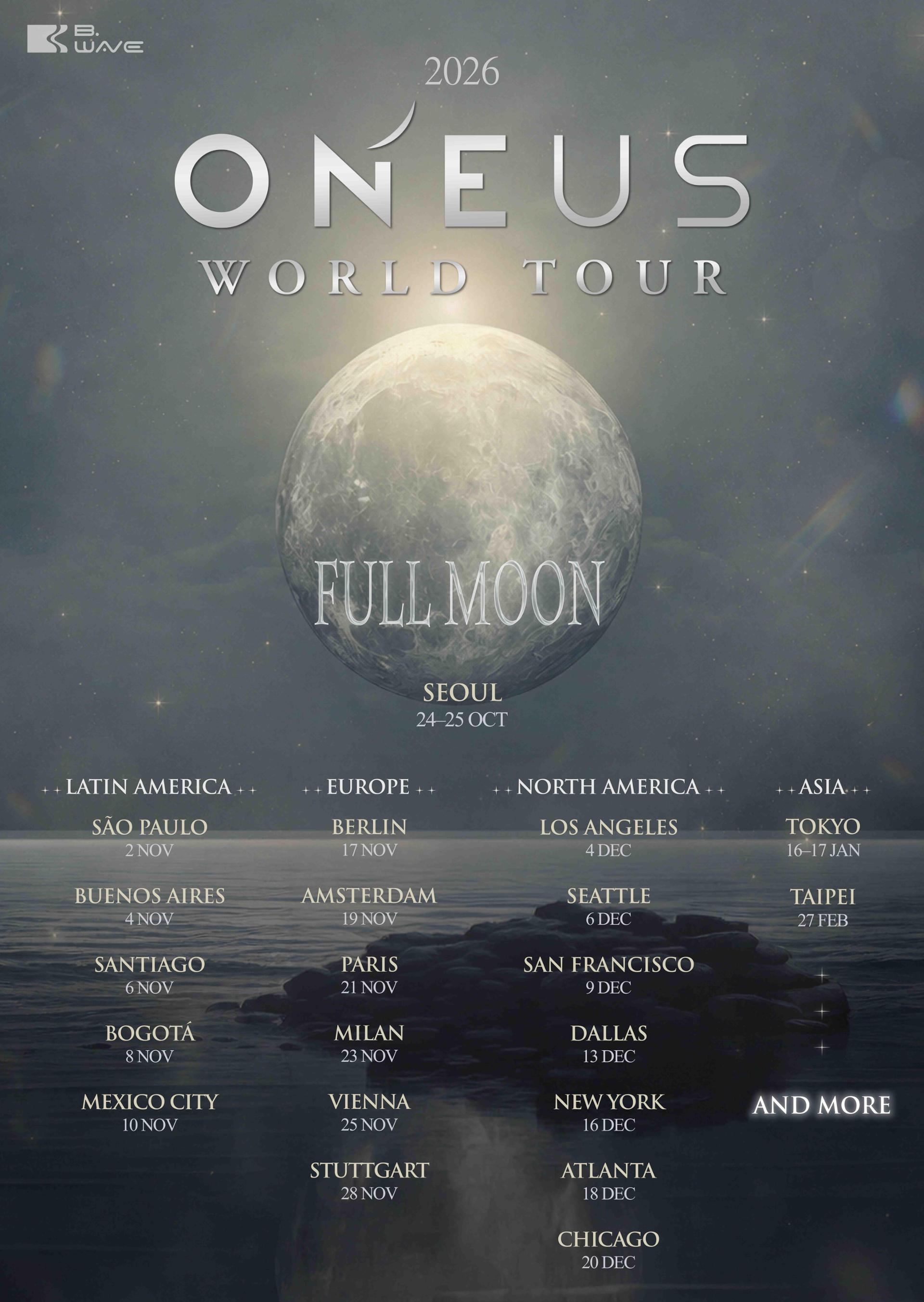 The official poster for K-pop boy band ONEUS' upcoming world tour 'FULL MOON' / Courtesy of B-Wave Entertainment