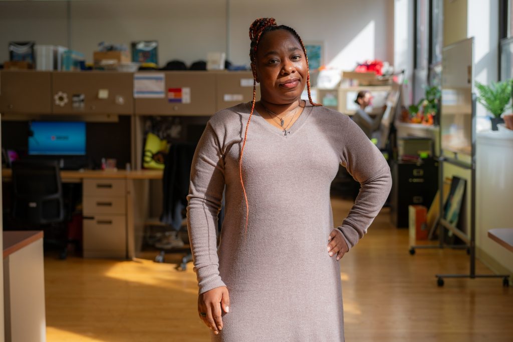 Tiffany Patton-Burnside, Senior Director of Crisis Services at CDPH stands for a portrait at the CDPH offices in Pilsen on Sept. 14, 2026.