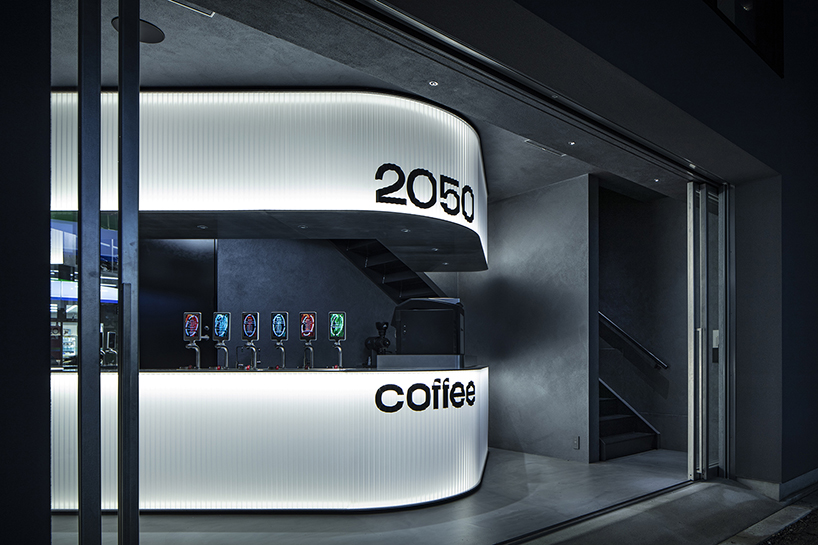 diagonal forms and illuminated curves outline 2050 coffee shop along osaka’s midosuji axis - 4