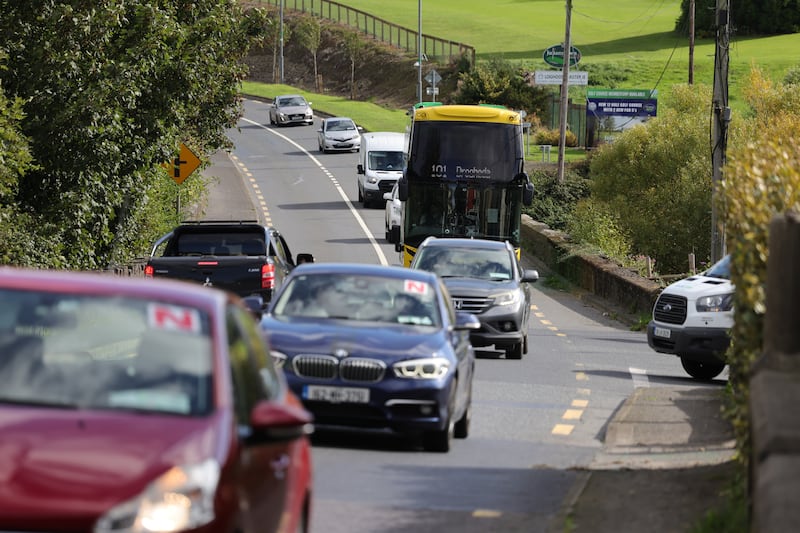 Heavy traffic makes its way through the Co Meath village of Julianstown. Photograph: Bryan O’Brien/The Irish Times
