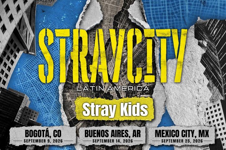 A poster for the K-pop boy group Stray Kids' upcoming Latin America festival tour 'Stray City' / Courtesy of JYP Entertainment, Live Nation
