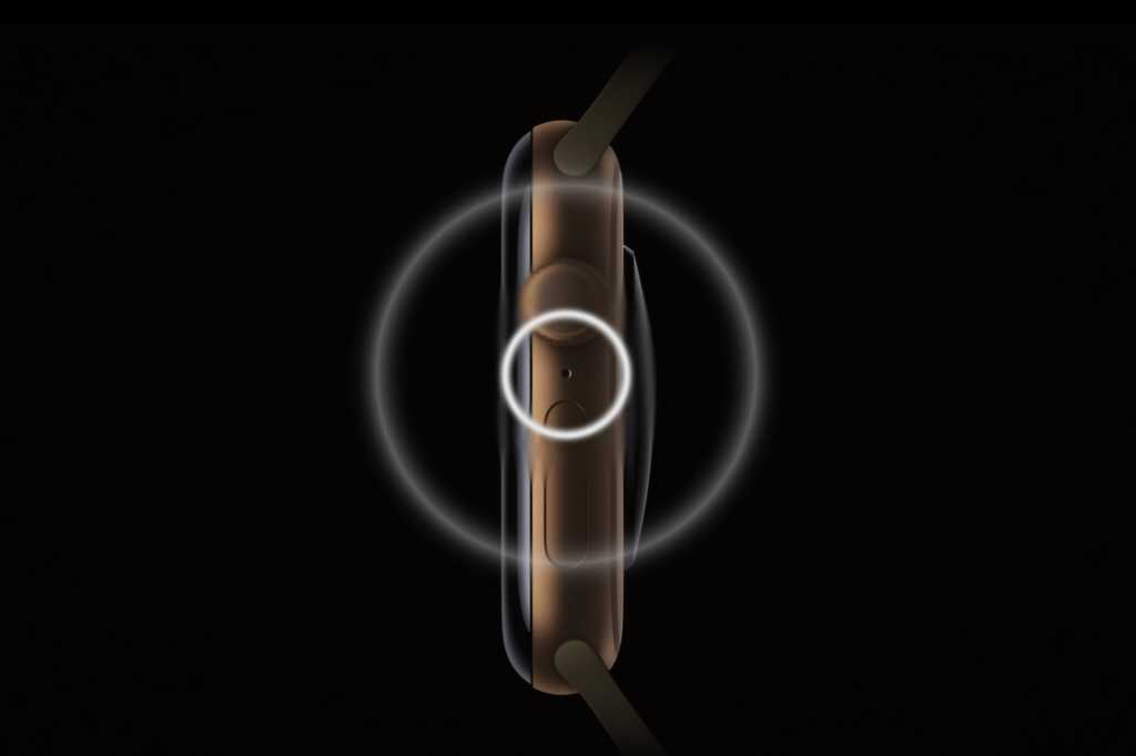microphone on the Apple Watch Series 12 with listening circles