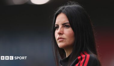 Manchester United manager Eva Olid looks on during the Women's Super League against Chelsea
