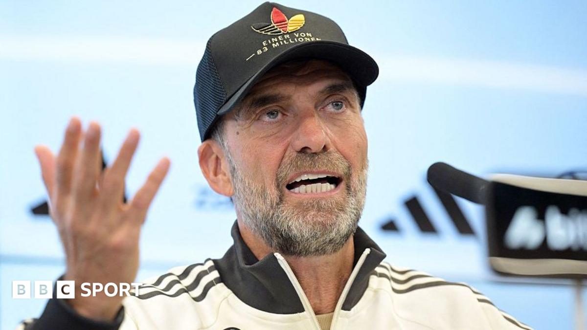 Germany coach Jurgen Klopp gestures while speaking at a news conference on 17 September 2026