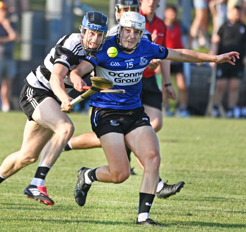 Sarsfields' Colm McCarthy and Midleton's Conor Lehane tussle for the sliotar. Picture: Eddie O'Hare