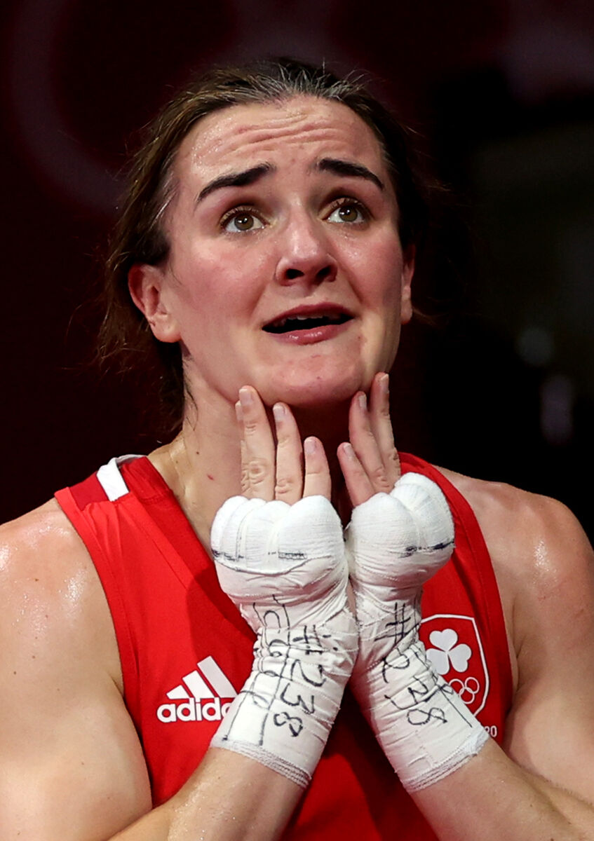 Kellie Harrington celebrates defeating Imane Khelif of Algeria and guaranteeing a medal - 2020 Tokyo Olympic Games. Picture: INPHO/James Crombie