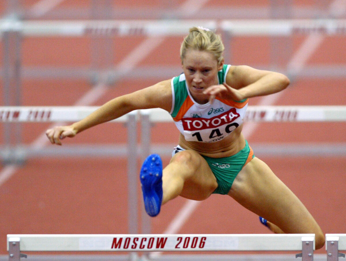 Ireland's Derval O'Rourke clears a hurdle during the final of the Women's 60m Hurdles at the 2006 Athletics World Indoor Championships in Moscow Saturday, March 11, 2006. Picture: AP Photo/ Misha Japaridze