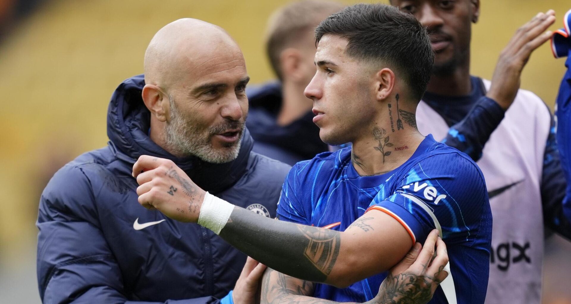REUNITED: Enzo Maresca with Enzo Fernandez at Chelsea.