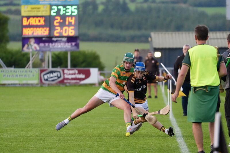 Michael Quill of Blackrock battles with Na Piarsaigh's Luke Hurley. Picture: Noel Sweeney