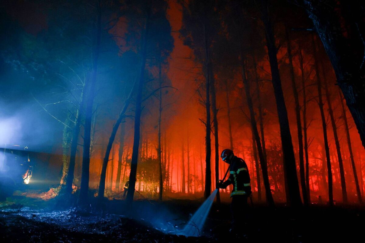 A forest fire in Luglon in Landes, France last month. Fuelled by exceptionally warm tropical seas, El Nino may result in elevated temperatures but also high-power winter storms. Picture: Romain Perrocheau/AFP/Getty
