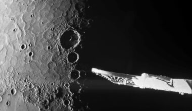 A close-up photo of Mercury’s north pole captured by the BepiColombo spacecraft (ESA via AP)