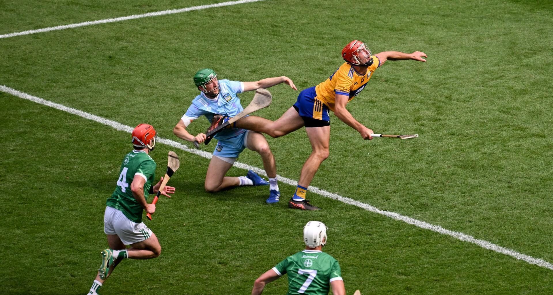 KEY MOMENT: Limerick goalkeeper Nickie Quaid fouls Peter Duggan of Clare, which resulted in a Clare penalty, during the All-Ireland SHC semi-final. Pic: Daire Brennan/Sportsfile