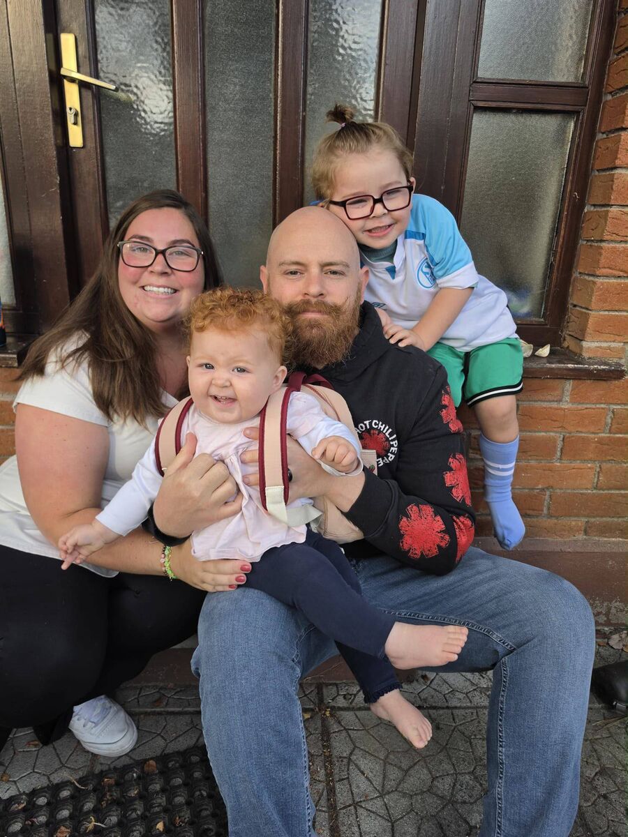 Ben Halpin with his wife Samantha and their children, son Hugo and daughter Enola.
