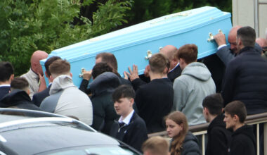 The funeral of 17-year old Bryan Lowe, who was knocked down by a car and dragged under the vehicle. Picture: Brendan Gleeson
