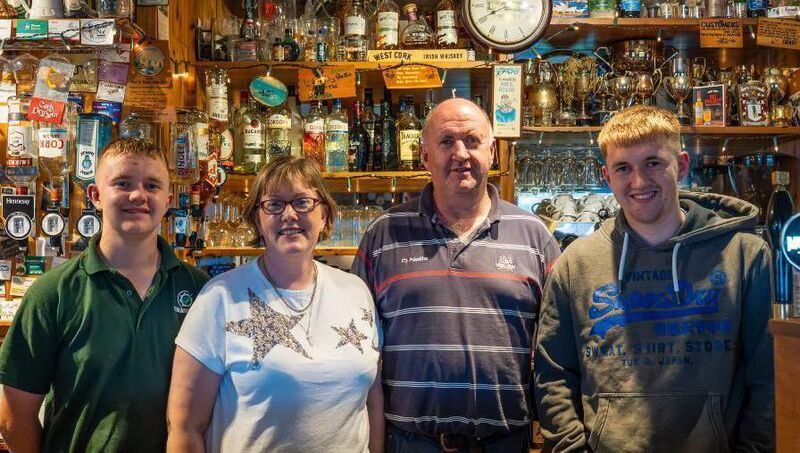(Left to right) The generations of O'Donovan publicans of Fisher’s Cross in Castlefreke, Cathal, Marie, Dennis and Mark O'Donovan. Picture: Noel Sweeney