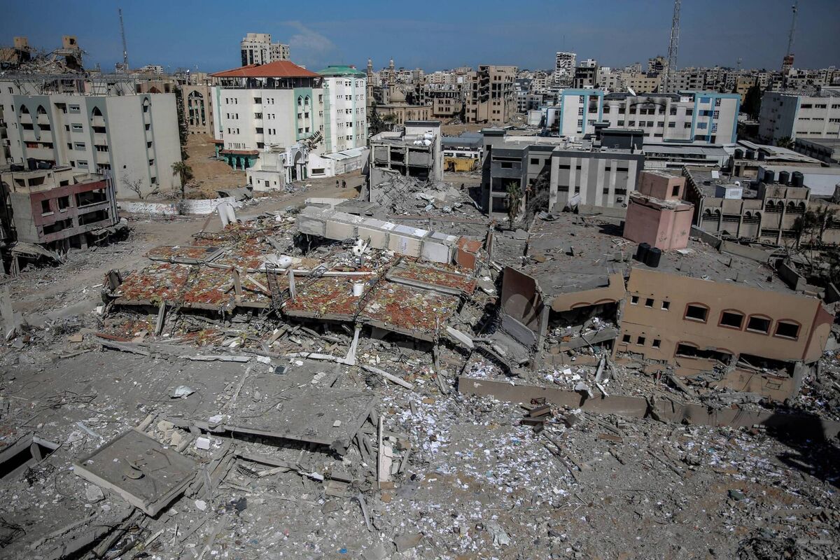 The remnants of the al-Aqsa University, which was levelled by Israeli bombs in February 2024. File picture: AFP via Getty Images