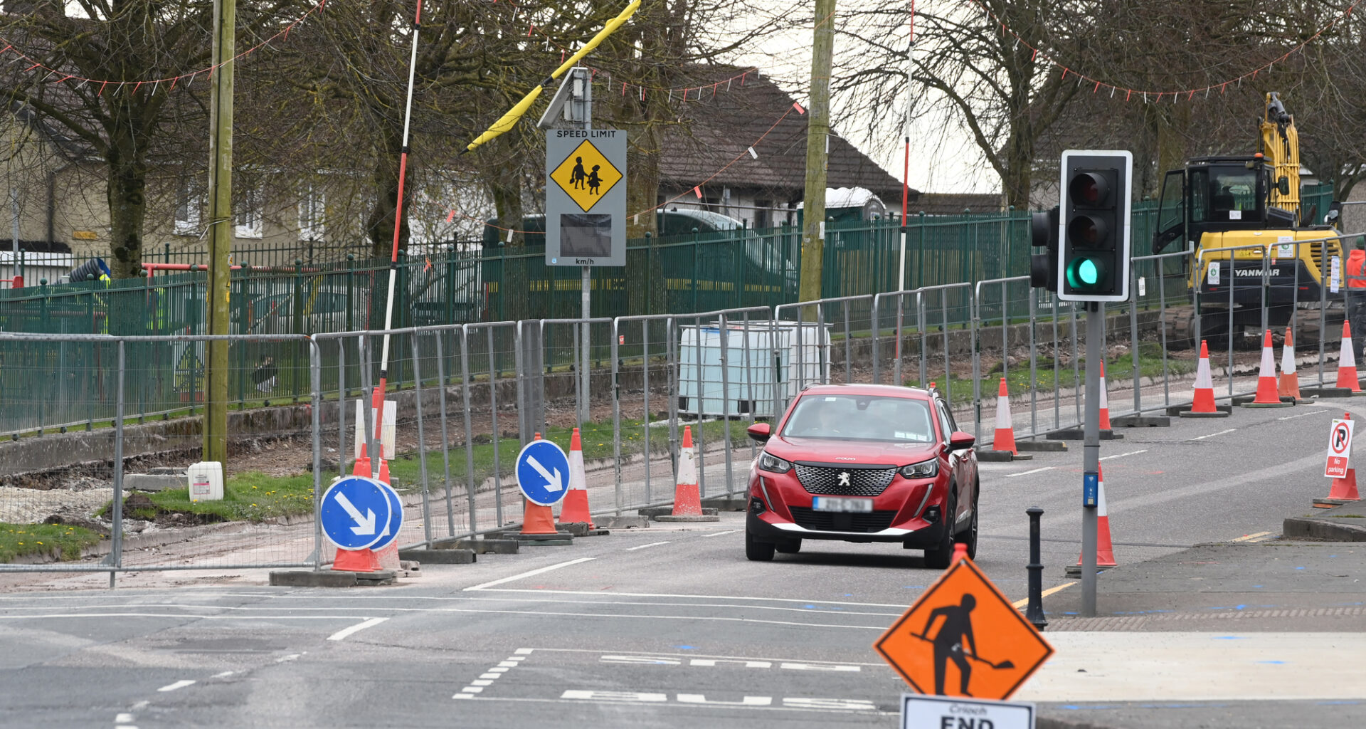 Construction fencing around works on Knockpogue Avenue. 'Free Farranree from Bike Lane Tyranny' signage was erected on the fencing at Knockpogue Avenue, Farranree as residents continue their campaign against the removal of tree and parking spaces to facilitate the construction of bike lanes. Picture: Larry Cummins