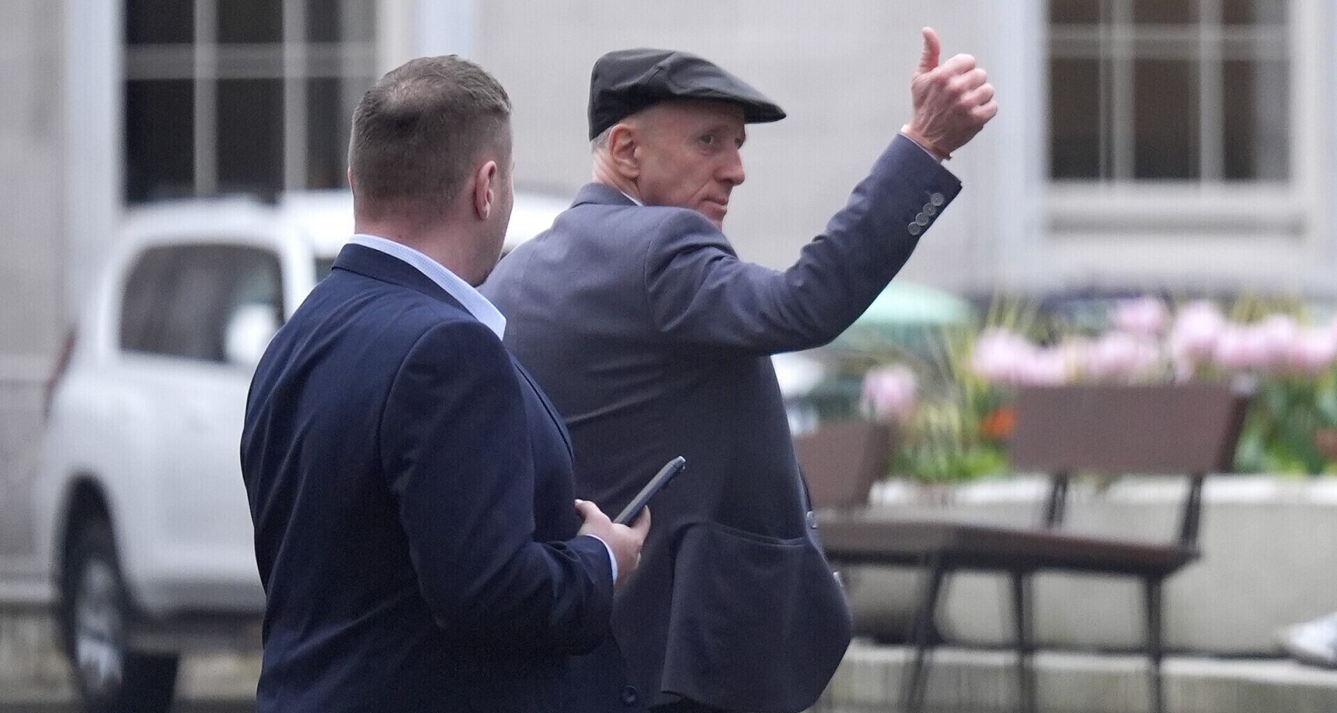 Independent TD Michael Healy-Rae gives a thumbs-up to the crowds gathered outside Leinster House in Dublin. File picture: Niall Carson/PA Wire