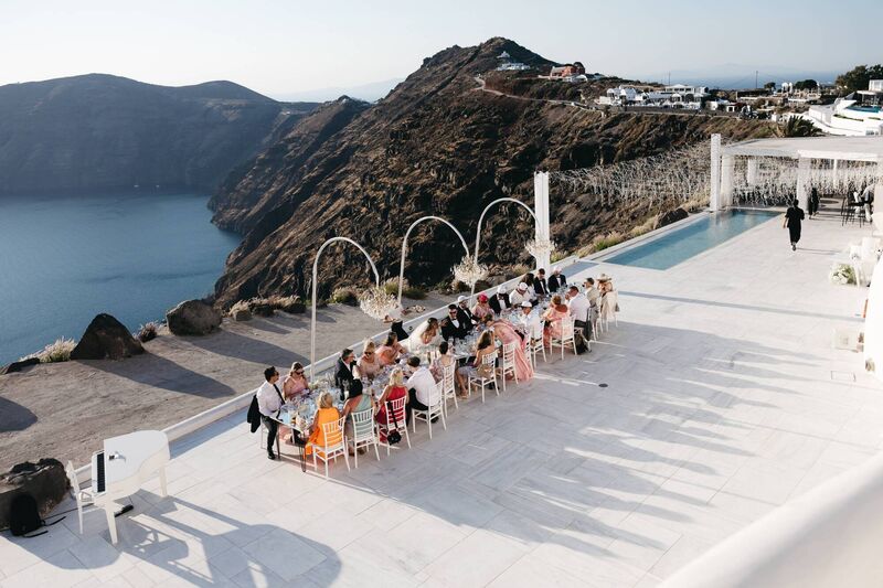 Zara O'Dowd and Stephen Moynihan with wedding guests. Pictures: @GreecePhotographer 