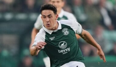 Jamie McGrath was named to start for Hibs against Aberdeen but was withdrawn before the kick-off due to a calf injury. Pic: Andrew Milligan/PA Wire.