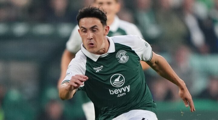 Jamie McGrath was named to start for Hibs against Aberdeen but was withdrawn before the kick-off due to a calf injury. Pic: Andrew Milligan/PA Wire.