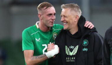 Ireland manager Heimir Hallgrimsson and Killian Phillips. Pic ©INPHO/Bryan Keane