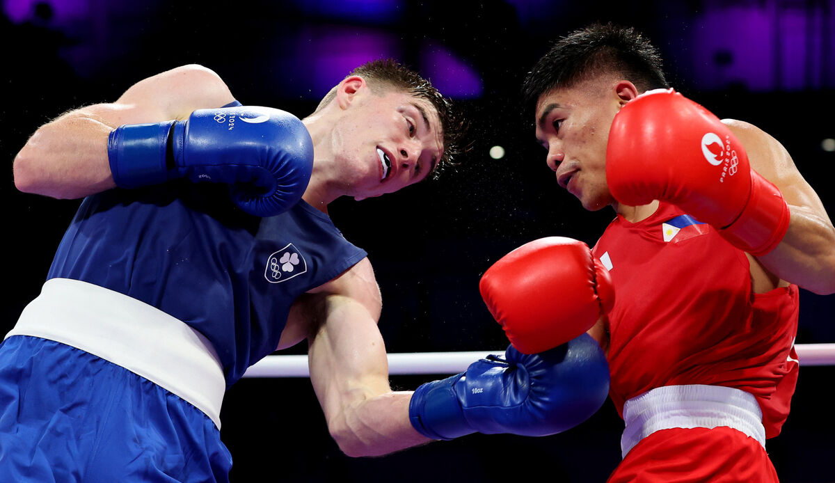 Jude Gallagher (left) is one bout from a European Elite medal. Pic: INPHO/James Crombie