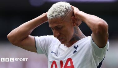 Richarlison of Tottenham Hotspur reacts during the pre-season friendly match between Tottenham Hotspur and TSG Hoffenheim