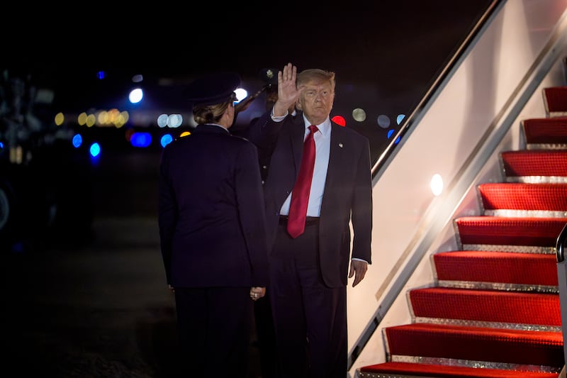 US president Donald Trump arrives at Joint Base Andrews after attending the Republican Midterm Convention on September 11th, 2026 at Joint Base Andrews, Maryland. Photograph: Andrew Harnik/Getty Images.