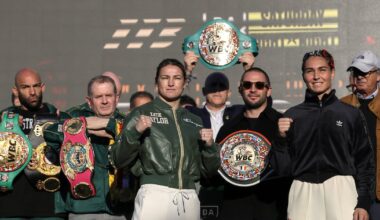 Fans at Katie Taylor’s Trinity College weigh-in left in no doubt the champ is ready to rumble – The Irish Times