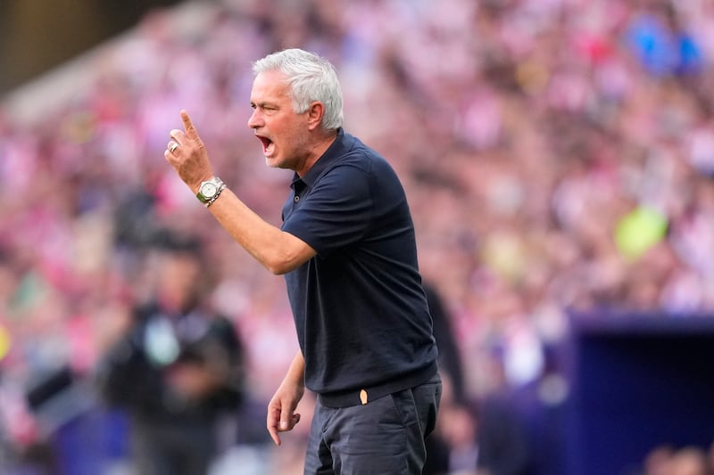 José Mourinho makes his feelings clear during the game. Photograph: Jose Breton/Getty
