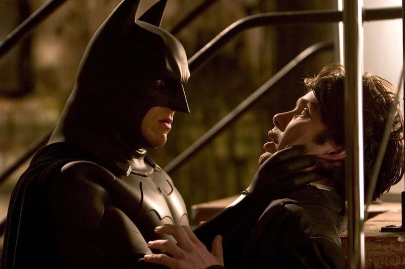 Christian Bale as Batman and Cillian Murphy as the Scarecrow in Batman Begins
