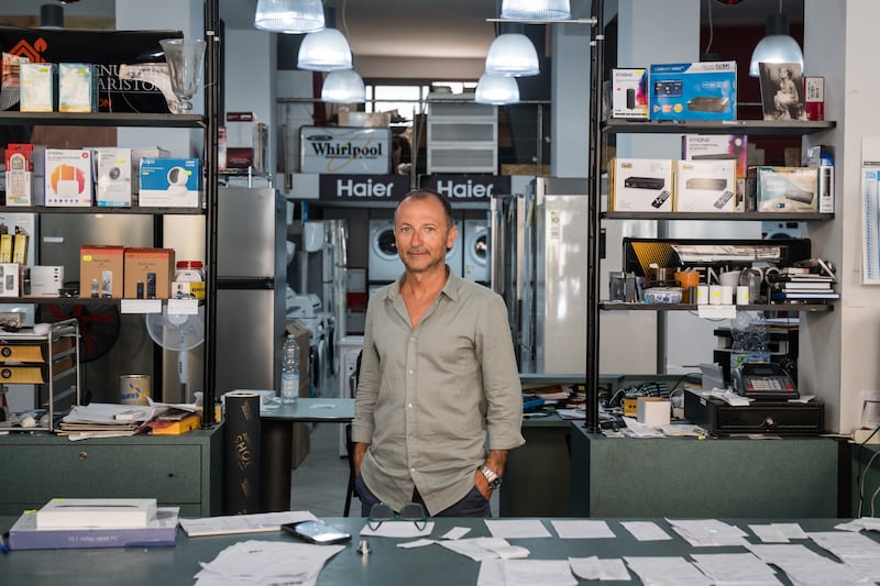 Vincenzo Principato at his electronics store in Agrigento, Italy. Photograph: Gianni Cipriano/The New York Times