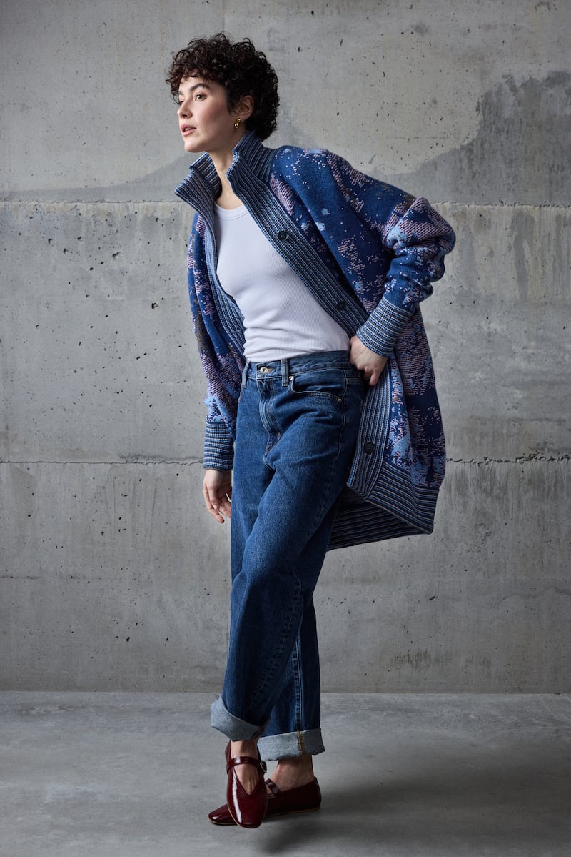Urban Aran autumn-winter 2026: Long knit bomber with striped collar, €425