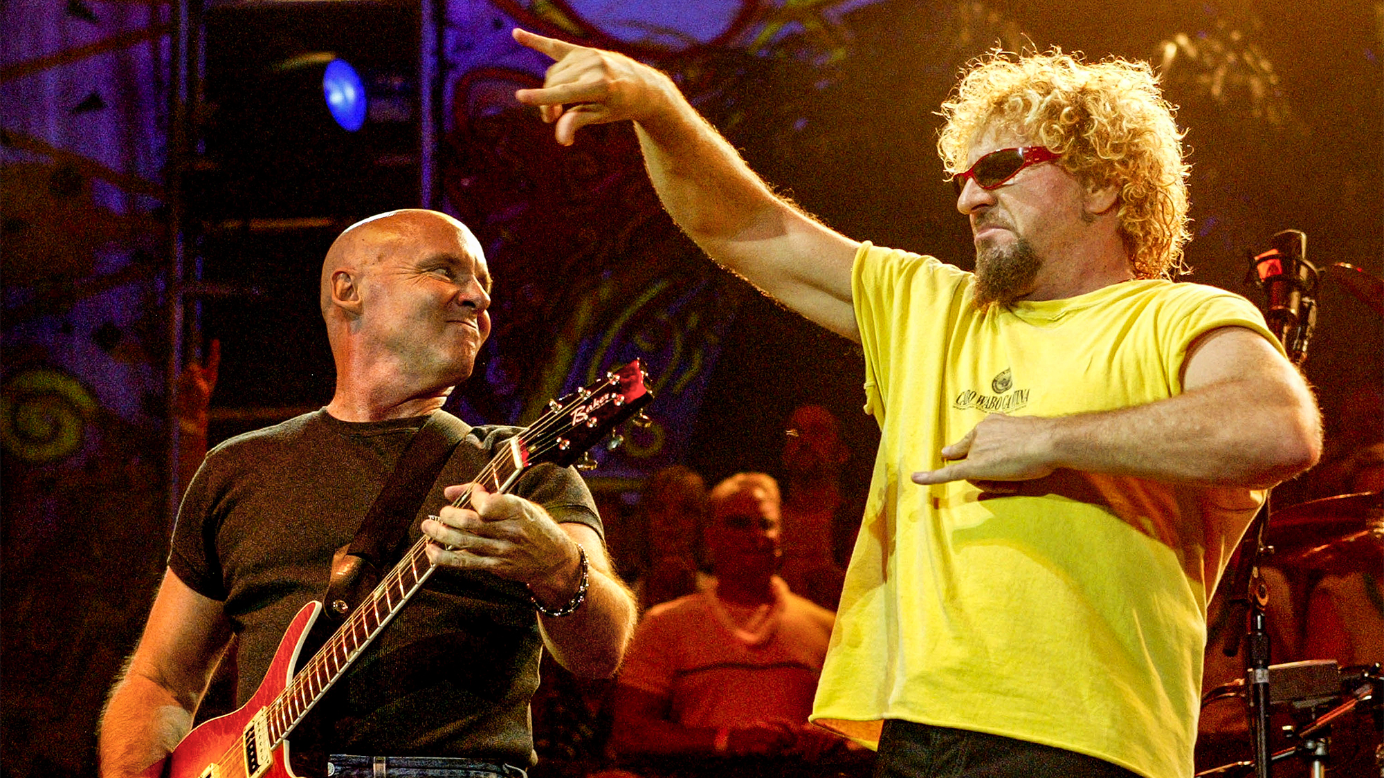 Ronnie Montrose and Sammy Hagar during Montrose in Concert with Sammy Hagar at Verizon Wireless Amphitheater in Bonner Springs, Kansas, August 22, 2003.