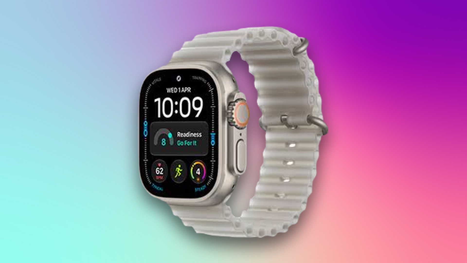 An Apple watch Ultra 4 on a blue CNET background.