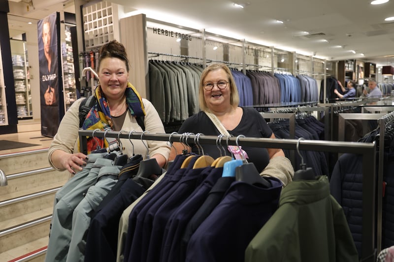 Sisters and customers Leslie White and Paula Dodd shopping in Anthony Ryans department store in Galway. Photograph: Bryan O’Brien/The Irish Times