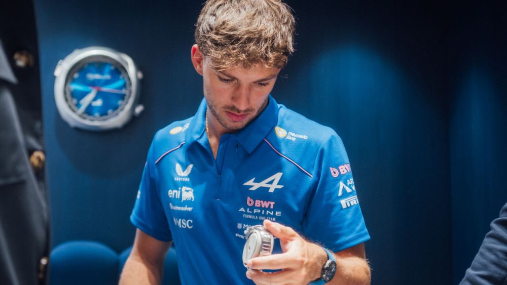 BMW Alpine Formula 1 Team driver Pierre Gasly attends the opening of the H. Moser & Cie. boutique in Milan.