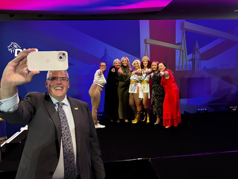 This image of DUP leader Gavin Robinson was posted to the DUP Instagram account with the caption: "It's not all politics at the Party Conference. There's time for Abba and selfies."
