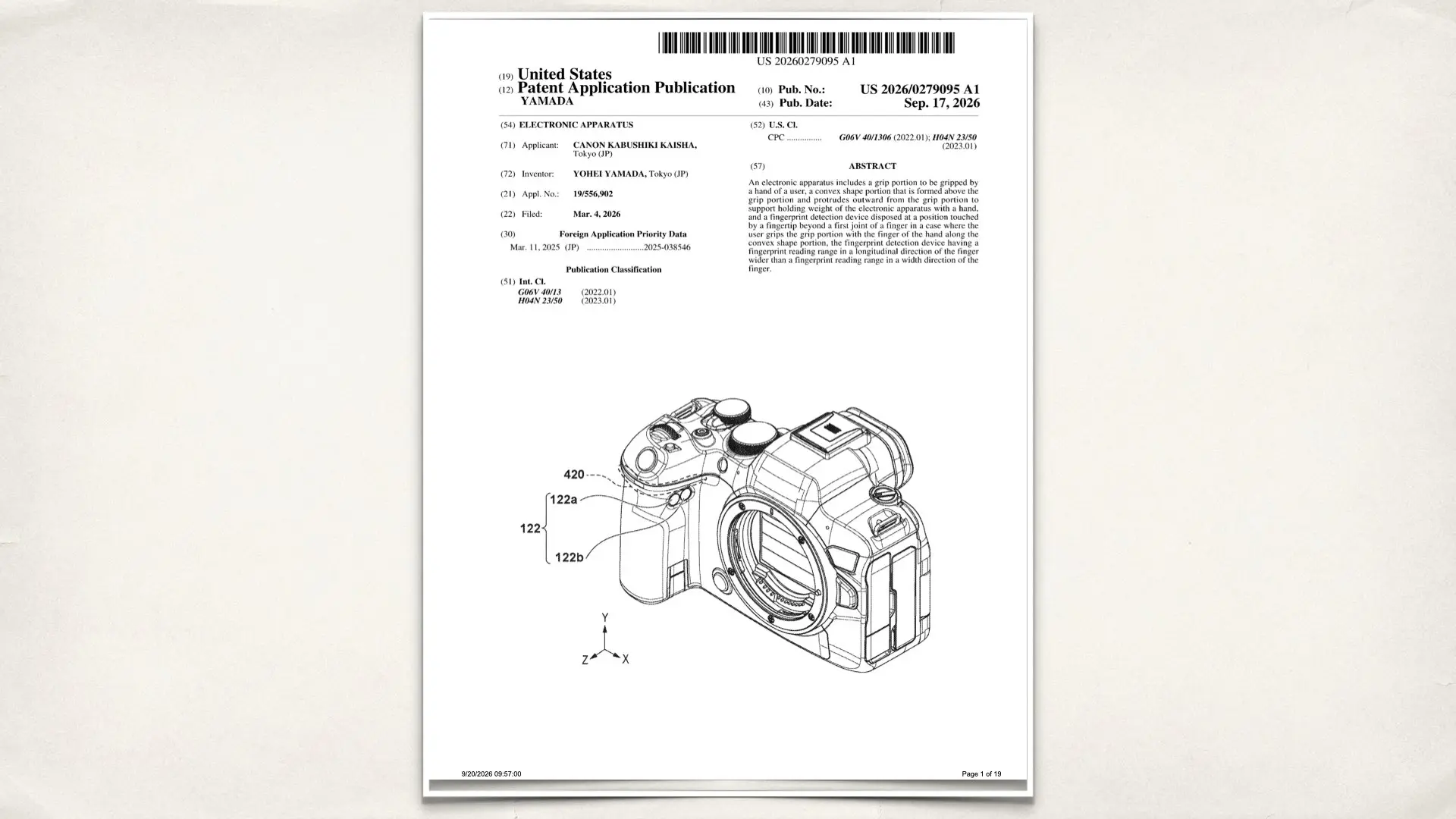 Canon's new patent: ELECTRONIC APPARATUS