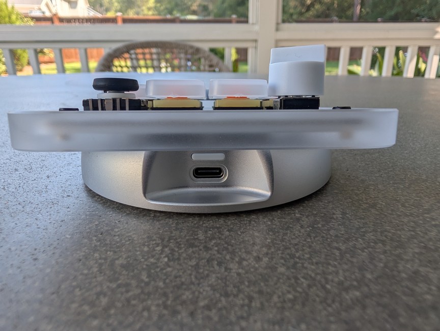 Port-side view of OpenAI and Work Louder's Codex Micro keypad