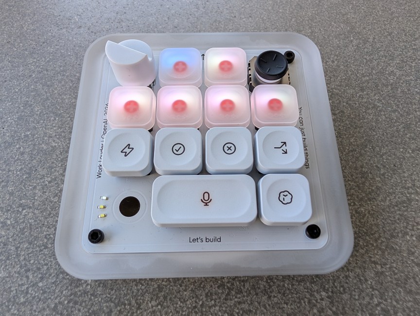 The Codex Micro keypad lit up