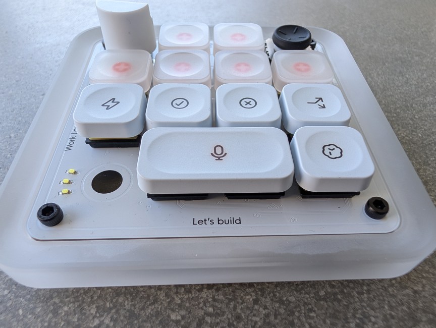 Close up shot of the "Let's build" tagline on the Codex Micro keypad