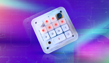 Codex Micro keypad on rainbow background