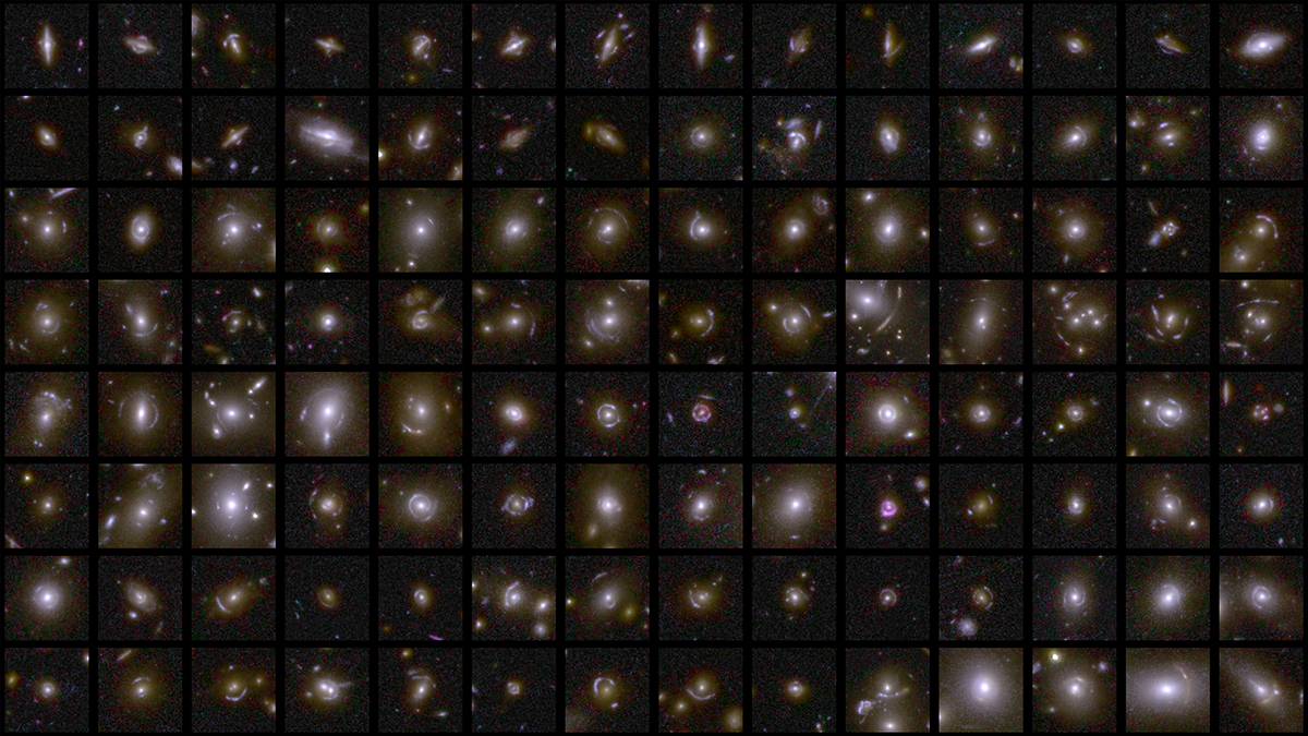 Euclid's view of numerous gravitational lenses. These are instances where light from a distant galaxy is warped and magnified by the mass of a closer galaxy cluster. Credit: ESA/Euclid/Euclid Consortium/NASA, image processing by M. Walmsley, M. Huertas-Company, J.-C. Cuillandre